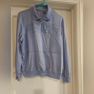 ALFRED DUNNER Baby Blue & Rhinestone Sweater